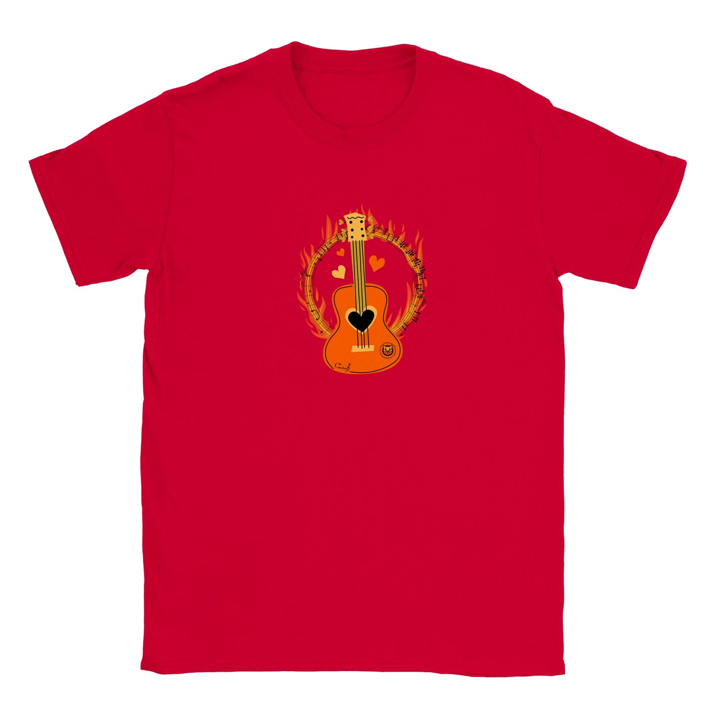 Calven Burning Guitar Classic Kids Crewneck T-shirt