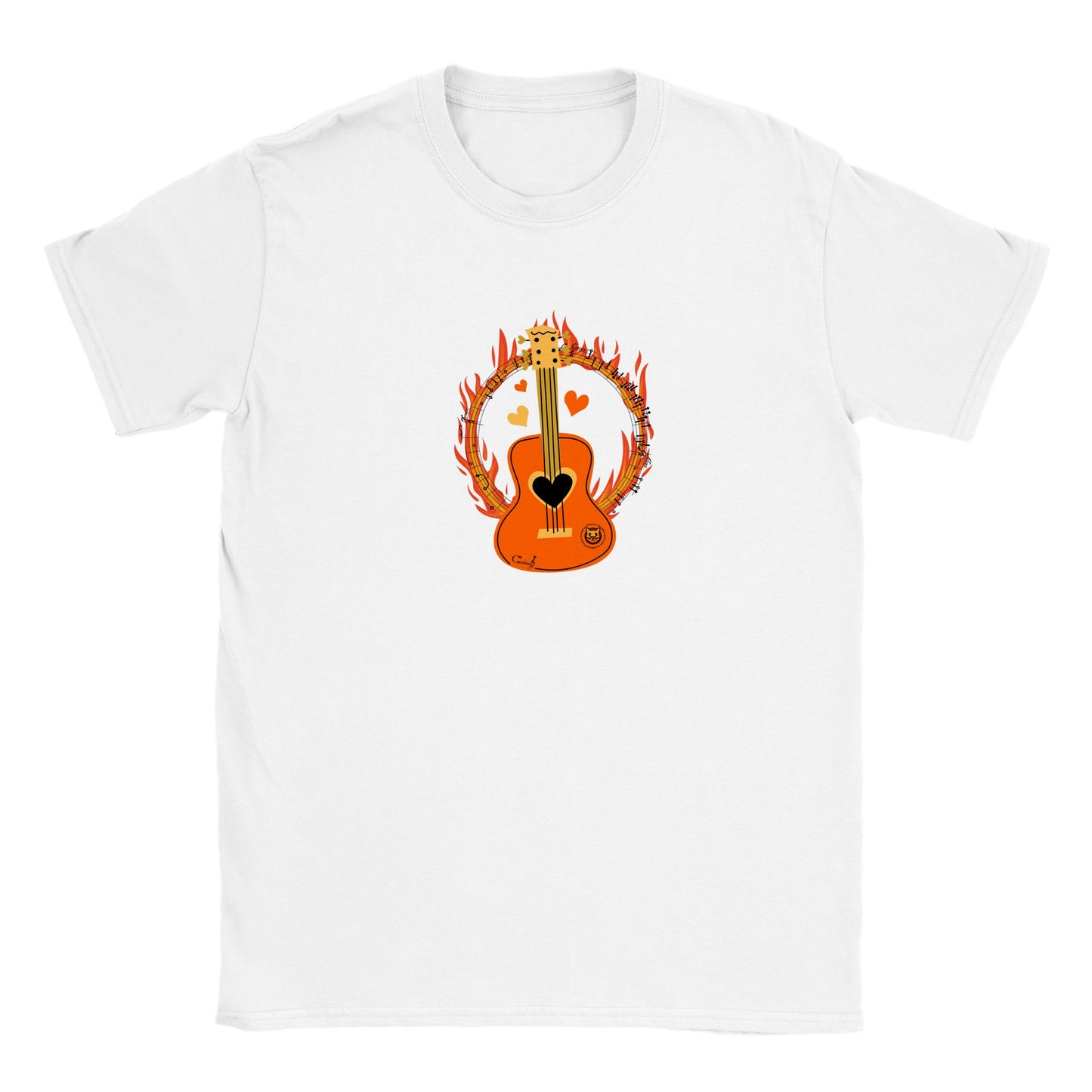 Calven Burning Guitar Classic Kids Crewneck T-shirt