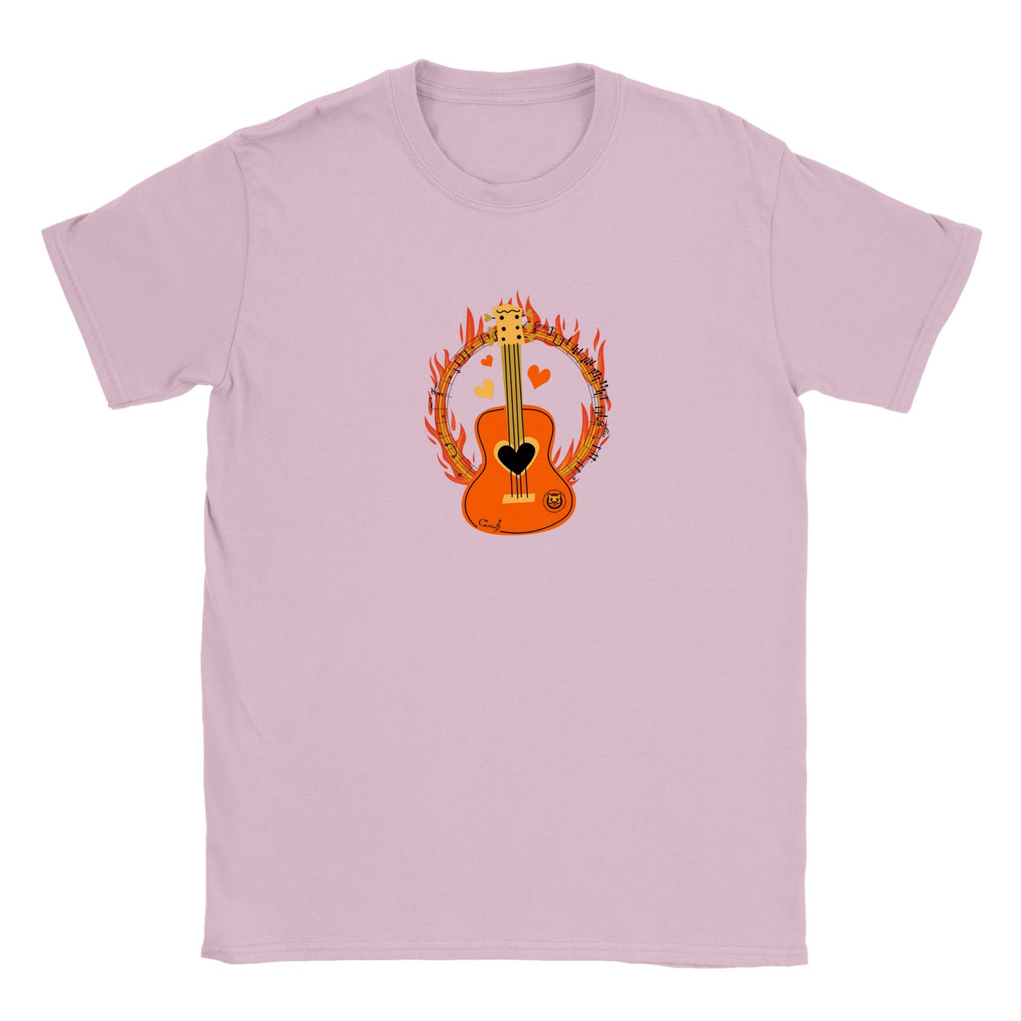 Calven Burning Guitar Classic Kids Crewneck T-shirt