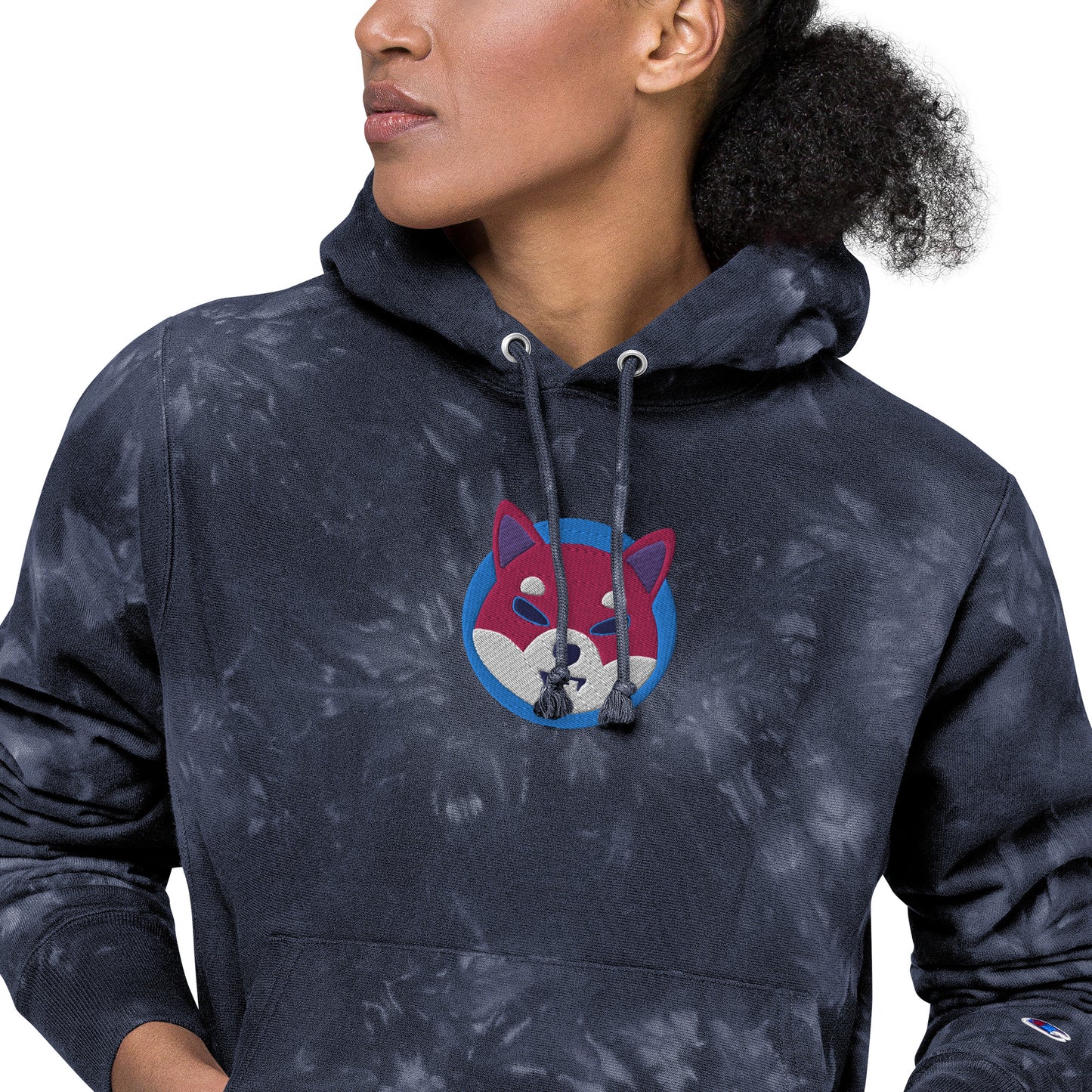 Champion Embroidered Shiba Inu Unisex tie-dye hoodie