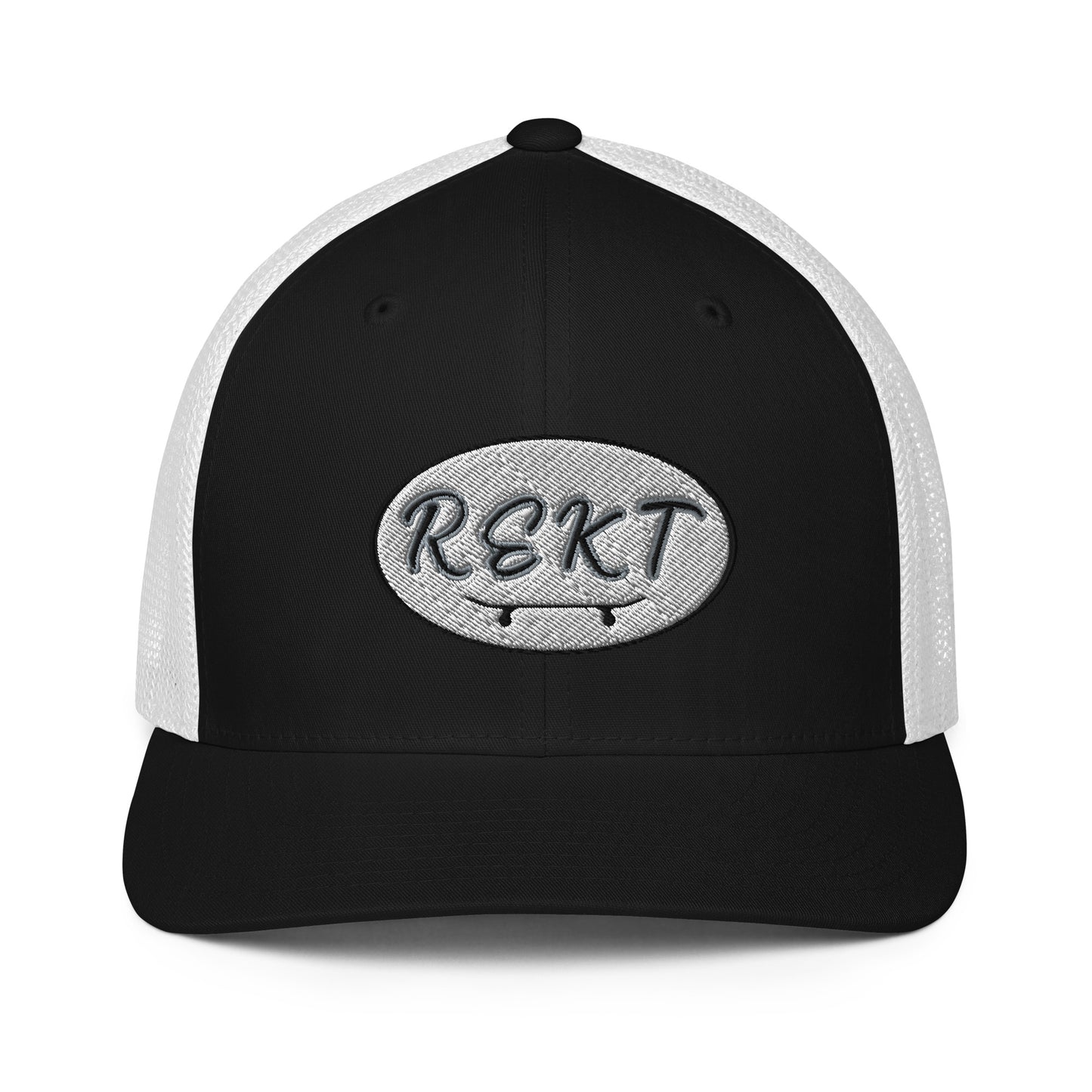 REKT Skateboarding White Label Closed-back Flex-fit Trucker Cap
