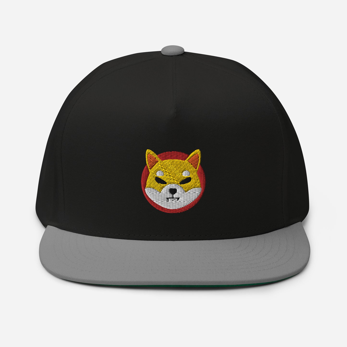 Shiba Inu Embroidered Flat Bill Cap