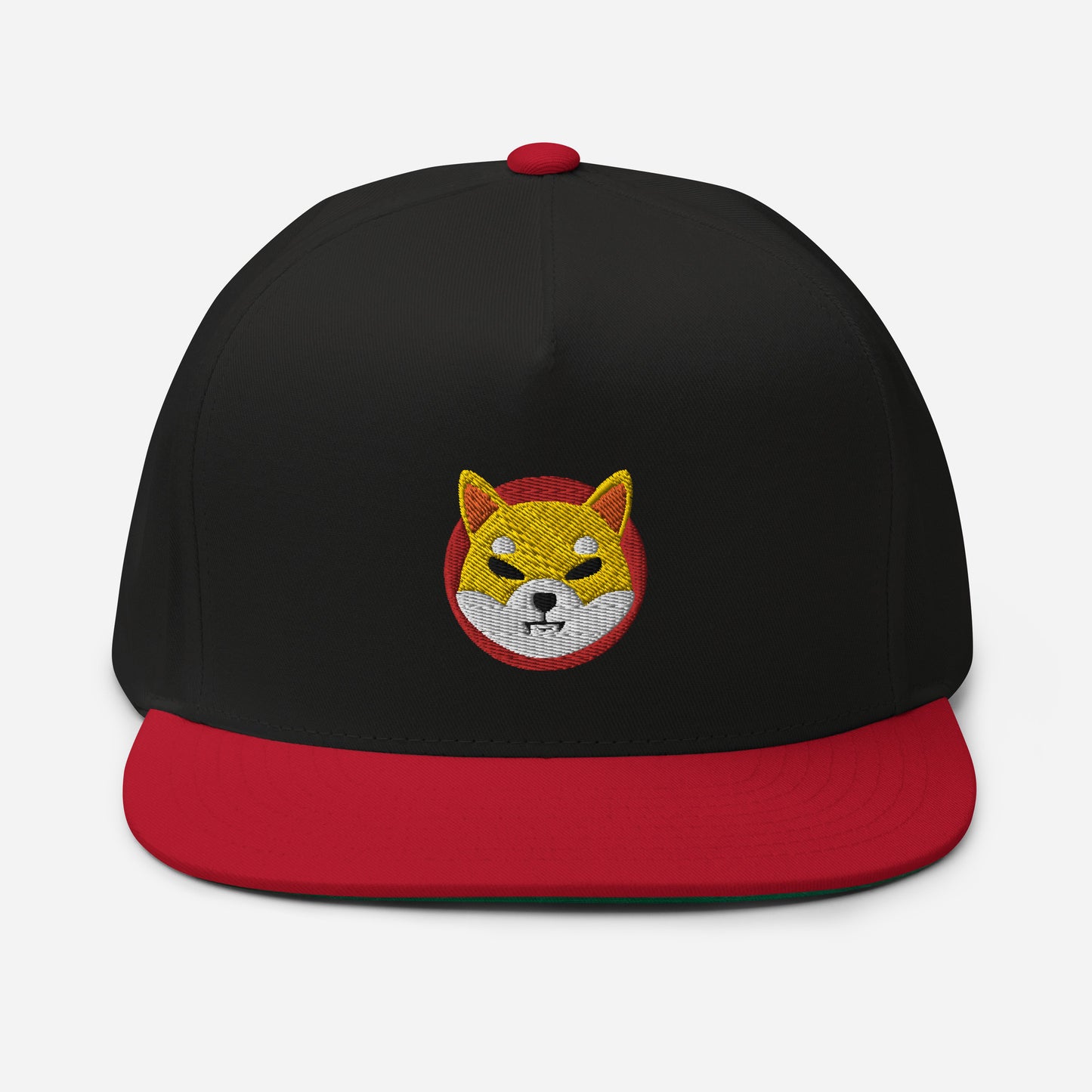 Shiba Inu Embroidered Flat Bill Cap