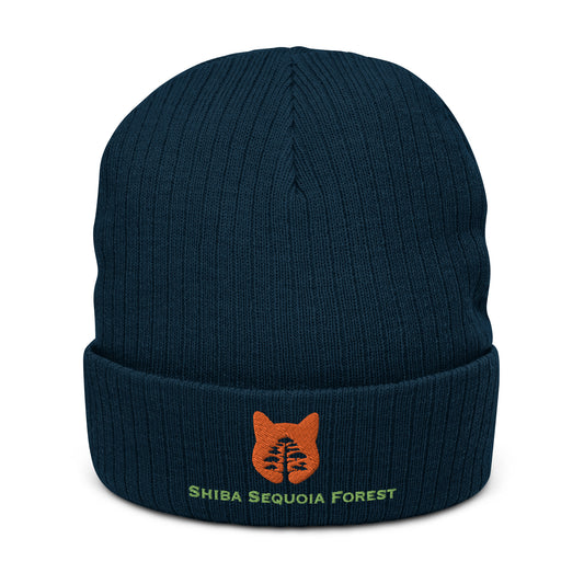 Shiba Sequoia Forest Embroidered Ribbed Knit Beanie