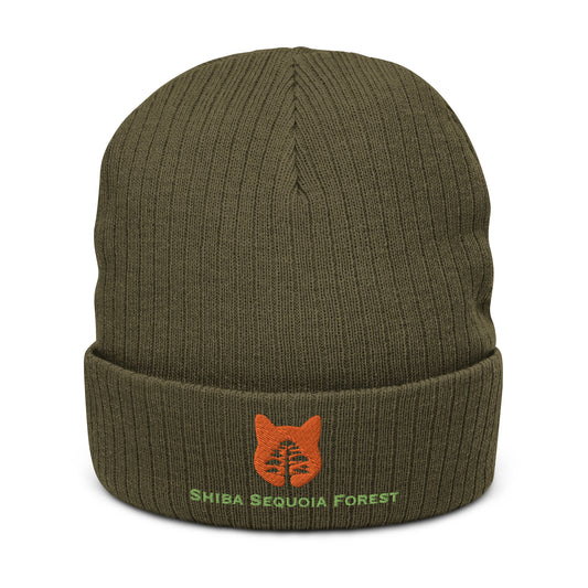 Shiba Sequoia Forest Embroidered Ribbed Knit Beanie