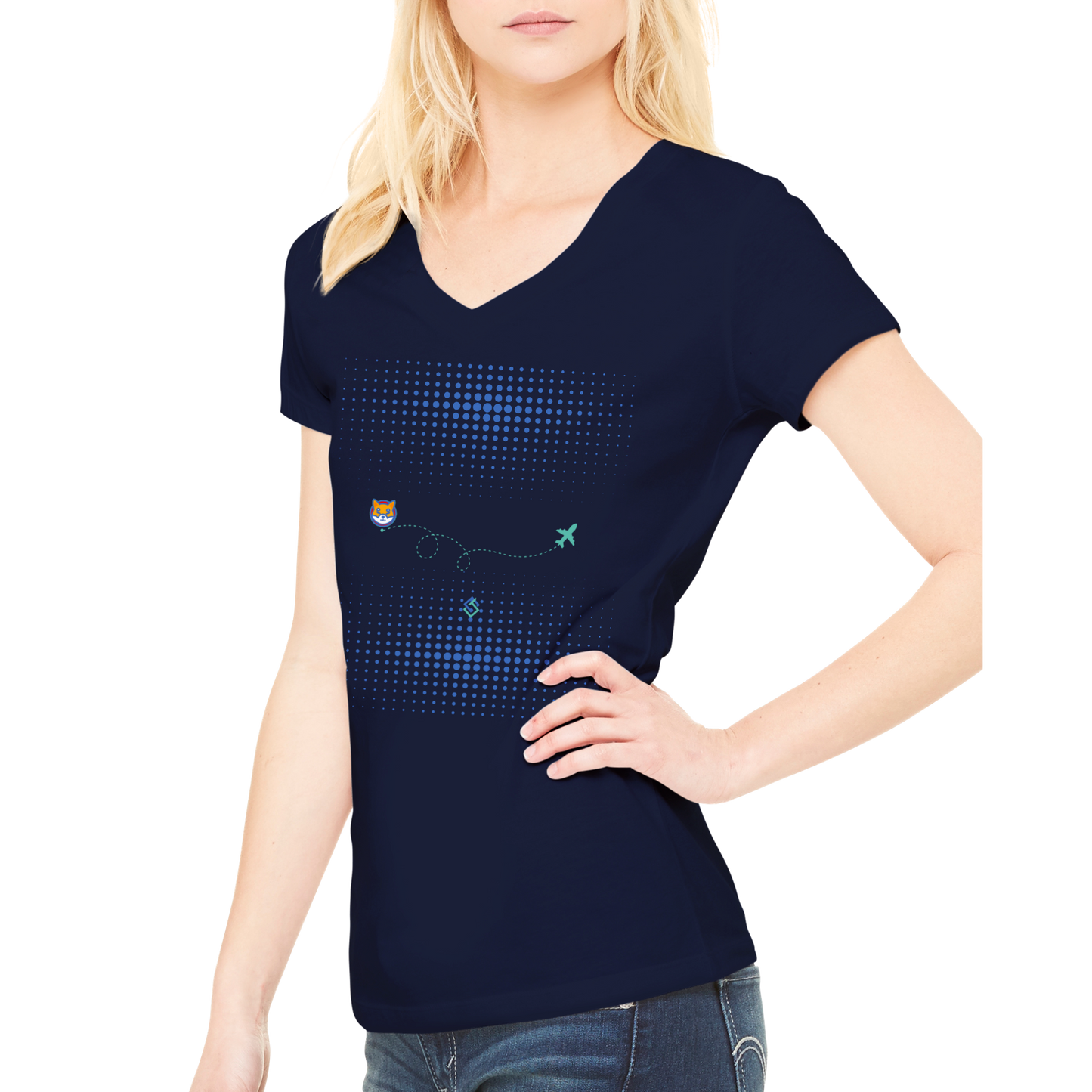 Shiba Plane Premium Womens V-Neck T-shirt