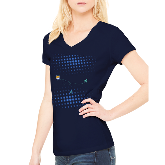 Shiba Plane Premium Womens V-Neck T-shirt